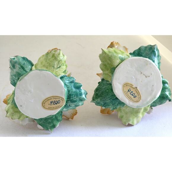 CANDLE HOLDER-Vintage Meiselman Imports-Italy-Porcelain-Floral-Capodimonte Style - Picture 7 of 10